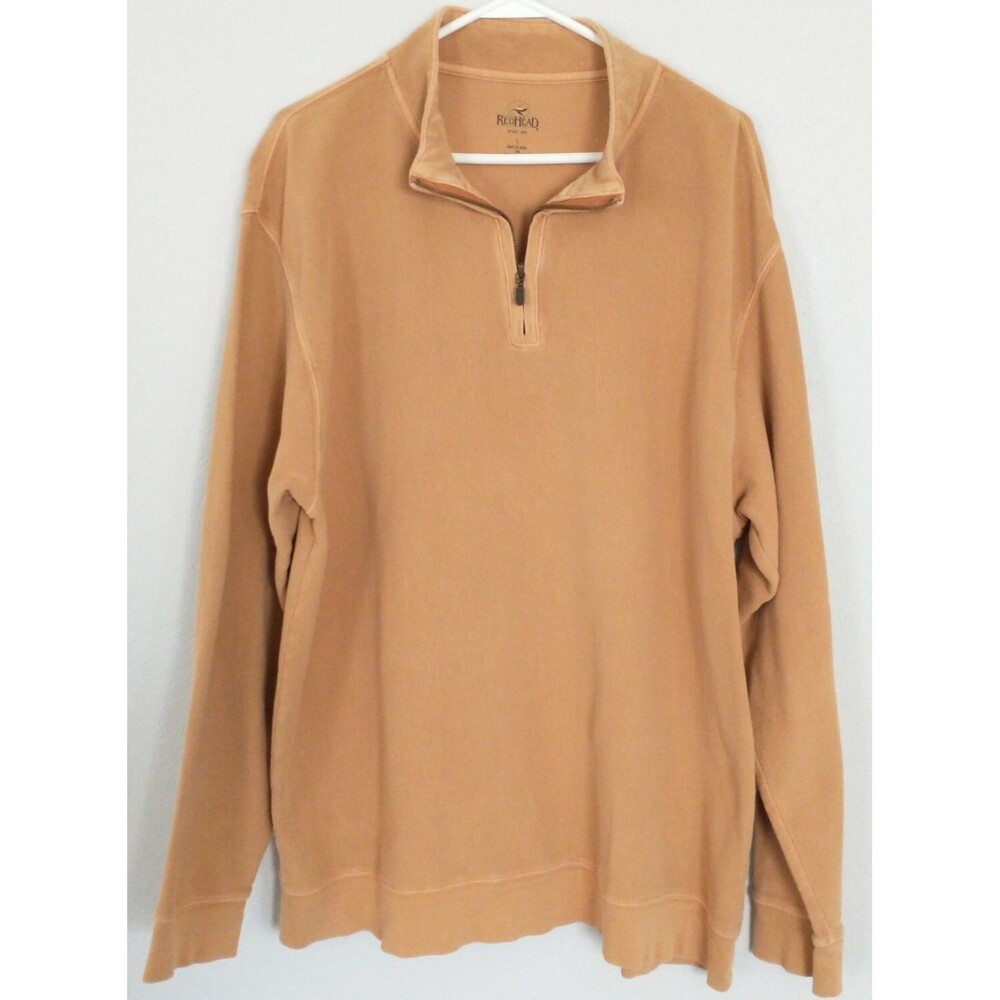 RedHead Pullover Shirt 1/4 Zip Relaxed Fit Mens Large Long Sleeve Camel Brown (7